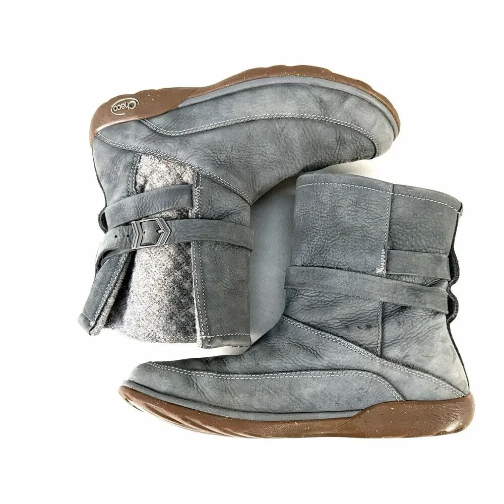 Chaco Hopi Castlerock Waterproof Nubuck Leather & Wool Boots grey size 9